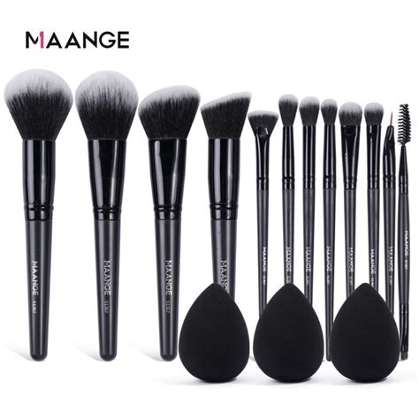 Maange 12 Pcs Makeup Brush Set Professional Brushes Black High Quality