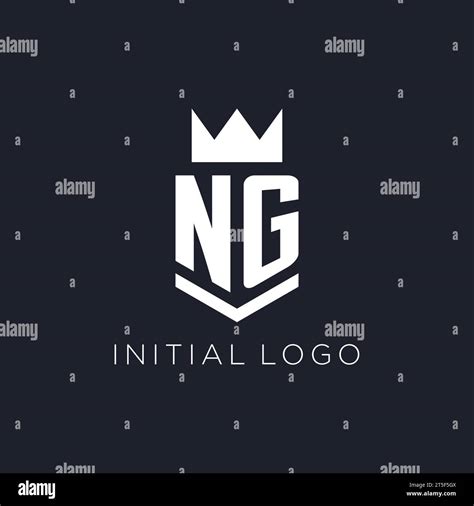 Ng Logo With Shield And Crown Initial Monogram Logo Design Ideas Stock