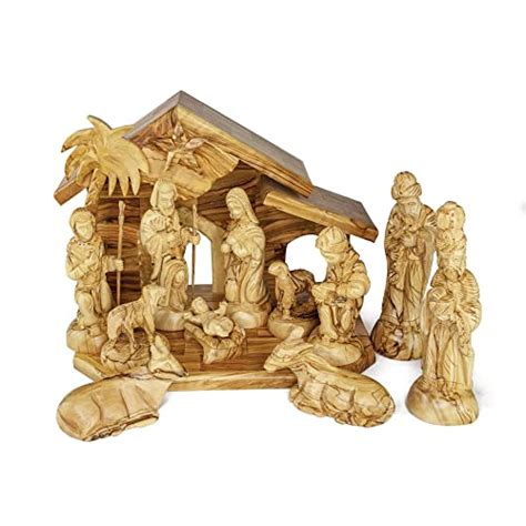 Olive Wood Nativity Set From Bethlehem Intricately Hand Carved Wooden