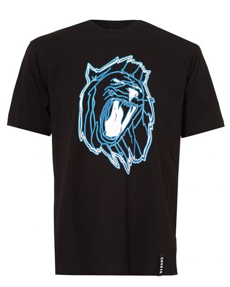 Versus Versace Mens Rebel Lion Tee Black Neon Roaring T Shirt