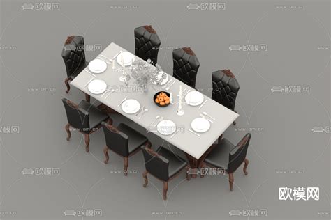 简欧轻奢实木雕花皮革大理石餐桌椅免费3d模型下载id120734833dmax免费模型 欧模网