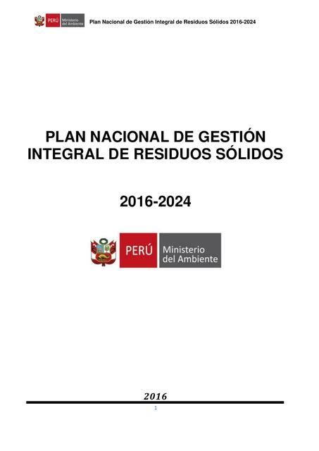 Plan Nacional De Gestion De Residuos Sólidos David Reno D Udocz