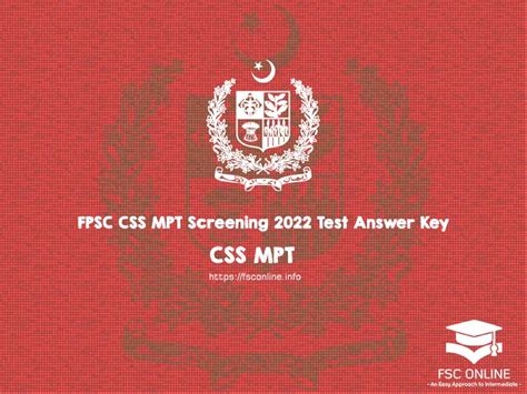 FPSC CSS MPT Screening Test 2022 Answer Key