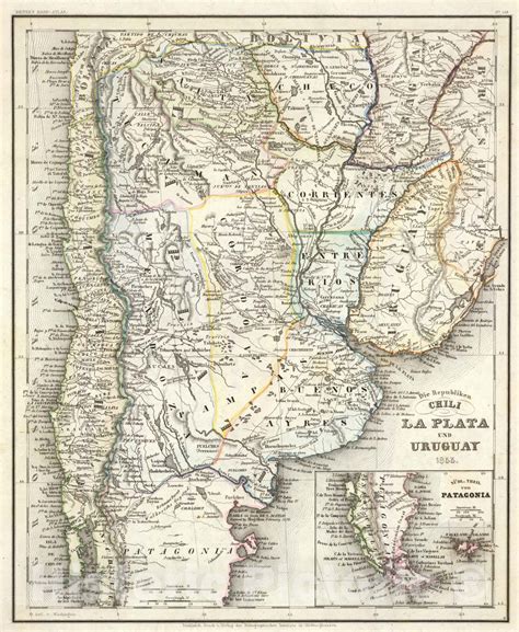 Historic Map : Argentina; Chile, , South America 1853 Chili, La Plata