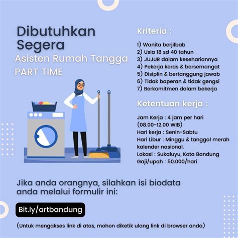 Loker Bandung DIBUTUHKAN ASISTEN RUMAH TANGGA ART PART TIME