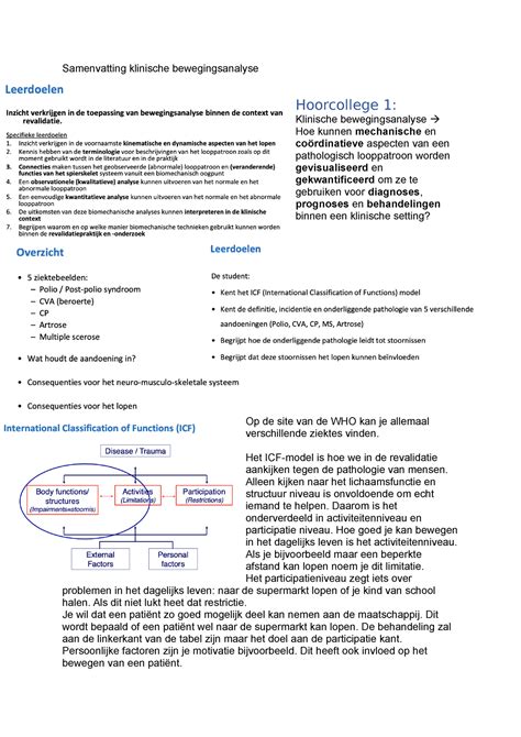 Samenvatting Klinische Bewegingsanalyse Samenvatting Klinische