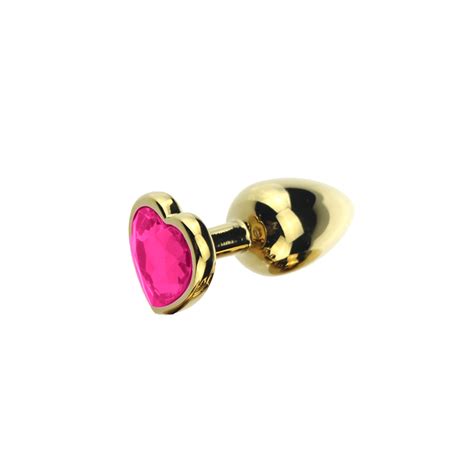 RY018B Plug Anal de Metal Gold Formato de Coração Tamanho G Libb Sex Toys