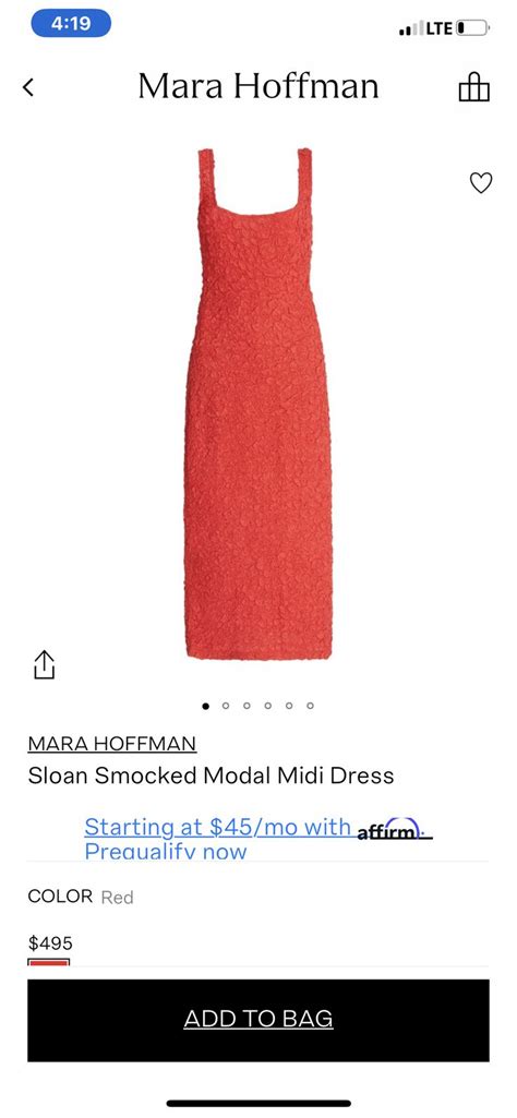 Mara Hoffman Sloan Lancaster Modal Red Color Smocking Midi Dress