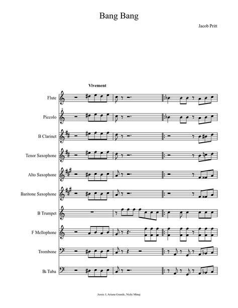 Bang Banginstrumental Percussion Sheet Music For Flute Clarinet Piccolo Alto Saxophone