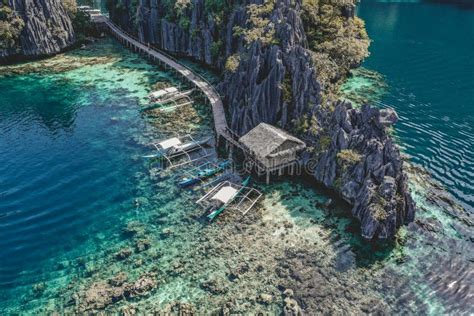 Aerial View of the Twin Lagoon in Coron Island, Palawan, Philippines ...