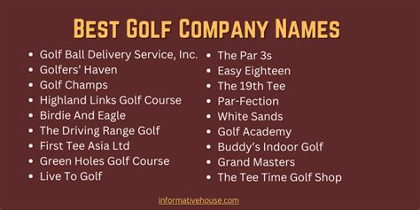 Top 90 Creative Golf Company Names Ideas for 2025 - Informative House