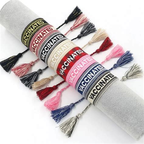 Bohemia Embroidery Letters Woven Tassel Bracelet For Women Handmade