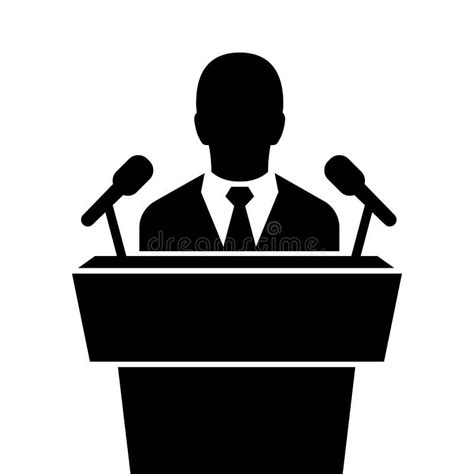 Speaker Black Icon Orator Speaking From Tribune Vector Stock Vector