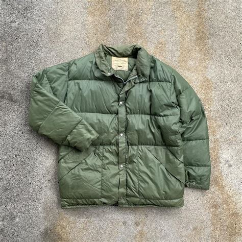 70s LL Bean Vintage Down Puffer Green Jacket Depop