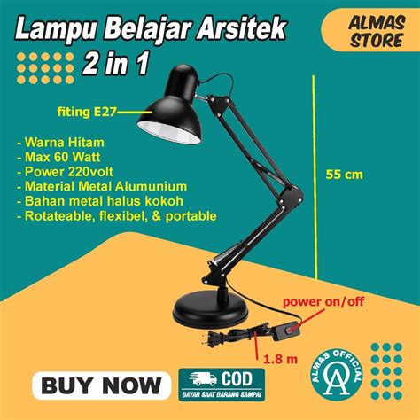 Jual Lampu Meja Belajar Baca Arsitek Jepit Jiamei Jm Model Tinggi