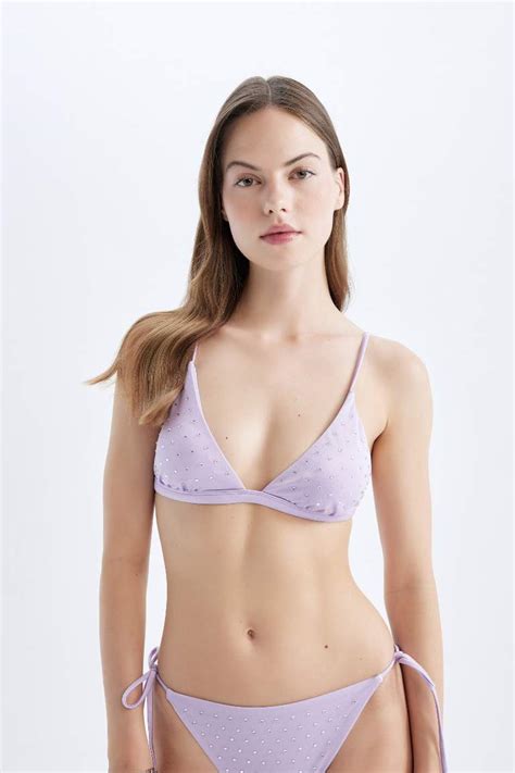 Purple Woman Afra X Defacto Fall In Love Regular Fit Bikini Top