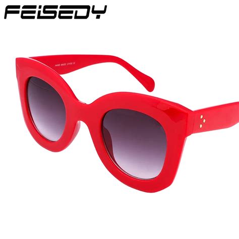 Feisedy Fashion Cat Eye Sunglasses Women Brand Designer Vintage Big