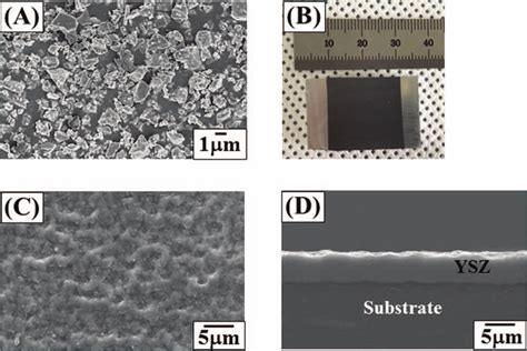 A SEM Micrograph Of YSZ Powder B Optical Micrograph Of YSZ Coated