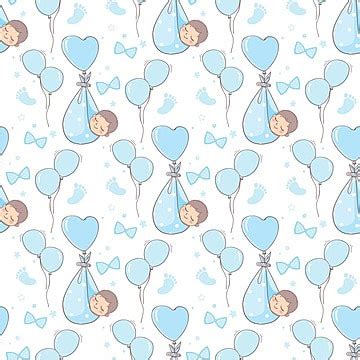 Seamless Blue Baby Feet Pattern For A Boy Vector Colorful Print