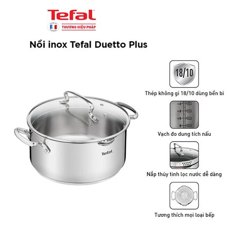 Bộ 3 Nồi Inox 304 Cao Cấp Tefal Duetto Plus Size 162024cm Bảo Hành 24