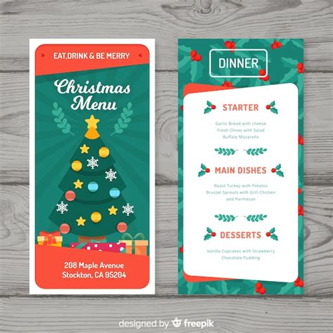 Free Vector Decorative Christmas Menu Design