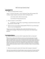 Exam 1 History Docx POLS 1113 Exam One Review Sheet Course