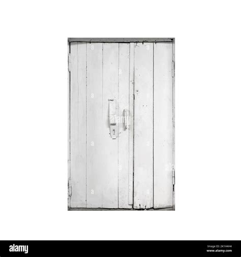 Old White Wooden Door Isolated On White Background Texture Stock Photo