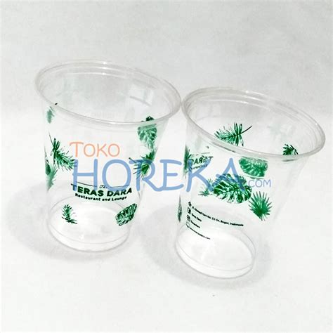 Gelas Plastik Pet 12 Oz Sablon Logo 1 Warna Teras Dara Toko Horeka