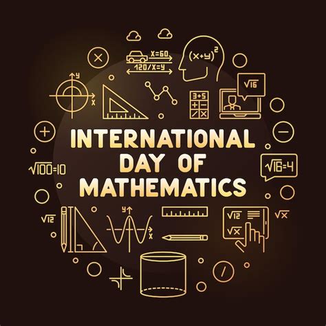 Dia internacional da matemática linha vetorial redondo banner colorido ...