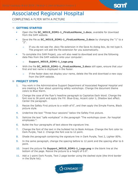 Instructions SC WD19 EOM1 1 Associated Regional Hospital COMPLETING A