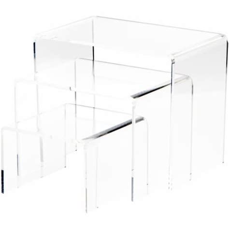 Plymor Clear Acrylic Rectangular Display Risers 6 Deep Assortment Set