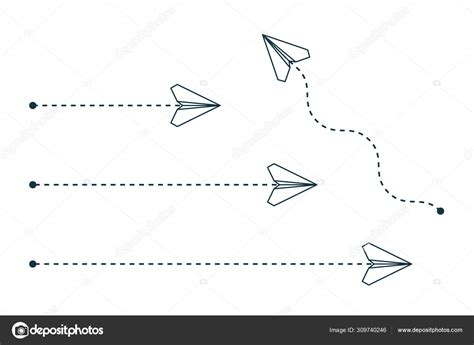 Paper origami airplanes with dotted path icons. Stock Vector by ...