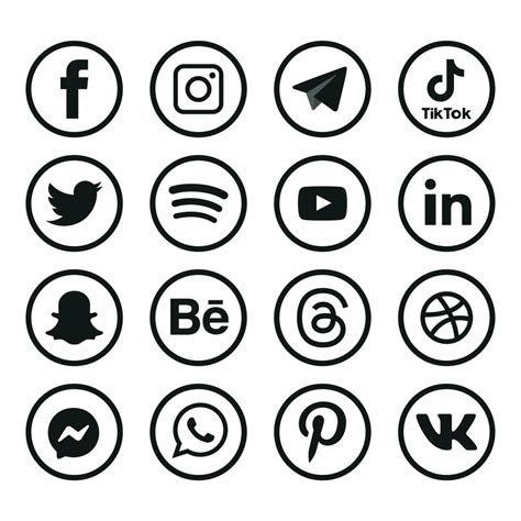 negro y blanco social medios de comunicación íconos conjunto logo