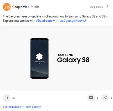 Samsung Galaxy S8s8 Daydream Support Rolling Out Now News