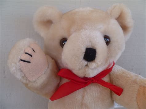 Vintage Jointed Plush Teddy Bear With Red Ribbon Etsy