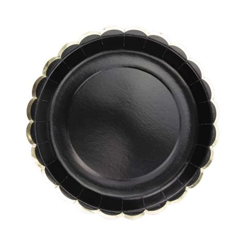 ASSIETTES FESTONNEES 23CM NOIRES ET OR X 8 Grossiste Dropshipping