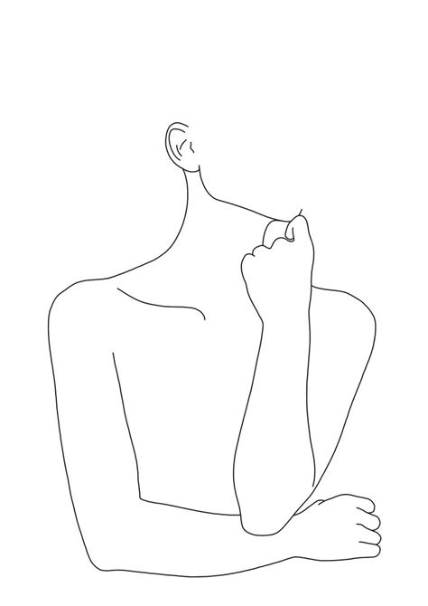 Womans body line drawing illustration - Helen Mini Art Print by The ...