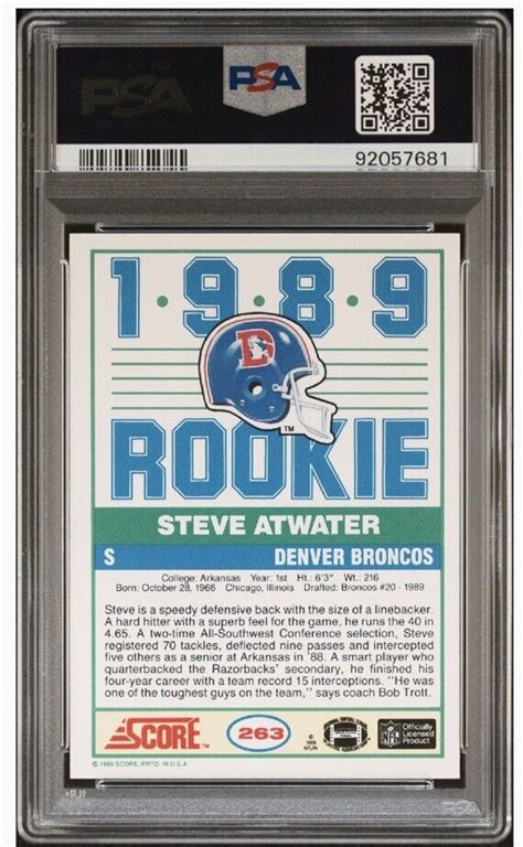 Score Steve Atwater Denver Broncos Rc Rookie Psa Gem Mint