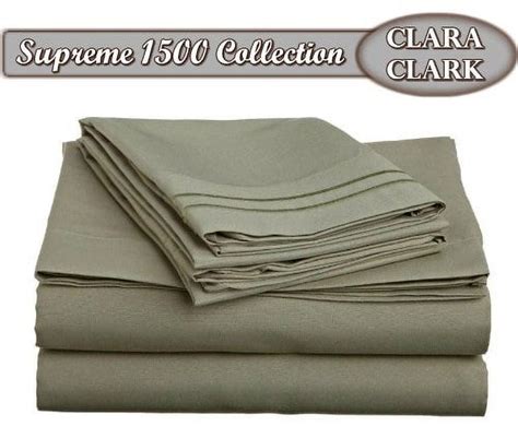 Clara Clark Supreme 1500 Collection 4pc Bed Sheet Set Queen Size Sage Olive Green