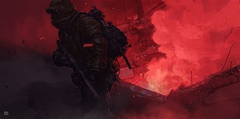 Online crop | HD wallpaper: artwork, ArtStation, dark, soldier | Wallpaper Flare