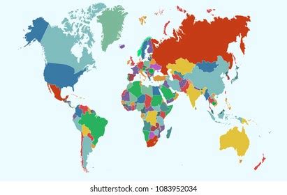 Colorful Map World High Detail Political Stock Vector Royalty Free