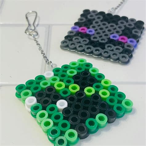 Mob Squad Minecraft Perler Bead Art Keychains Enderman Creeper Gamer Etsy