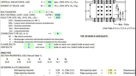 Beam Bolted Splice Design Spreadsheet Spreadsheet Spliced Beams