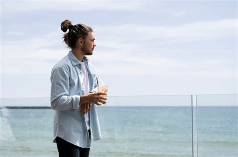 Premium Photo Medium Shot Man Holding Drink