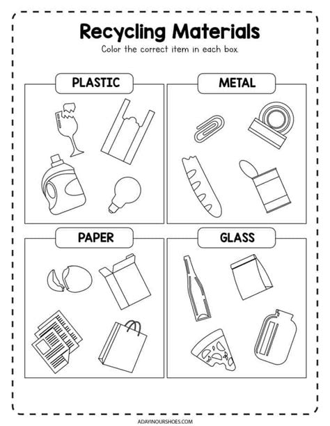 Free PDF Recycling Worksheets for Kids