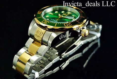 Invicta Men S 47mm GRAND DIVER Automatic GREEN DIAL Gold Two Tone SS