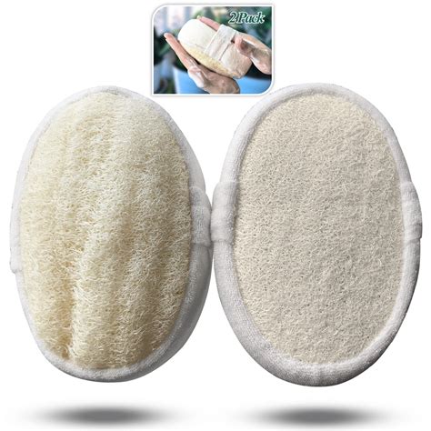 2 Pack Exfoliating Loofah Sponges - Natural Body Scrubber for Bath Spa ...