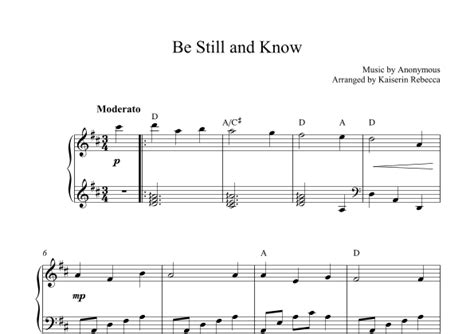 Be Still And Know Arr Kaiserin Rebecca By Anonymous Sheet Music For