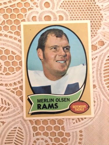 VINTAGE 1970 TOPPS MERLIN OLSEN 237 POOR WRITING ON BACK OLD LOS