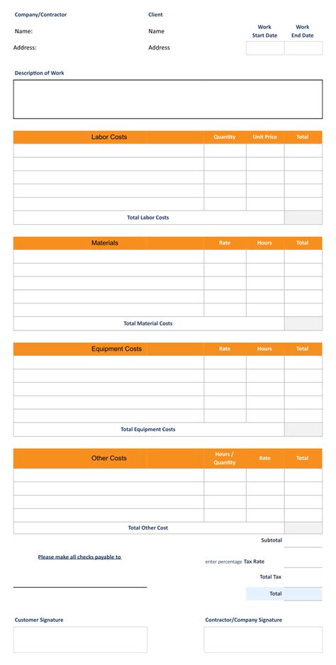 Printable Body Shop Estimate Form